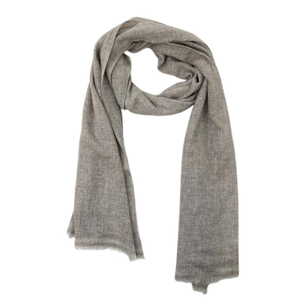 Nepalese Oatmeal Handloom Cashmere Scarf